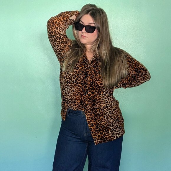 Vintage Velvet Animal Print Button Down - Picture 1 of 5